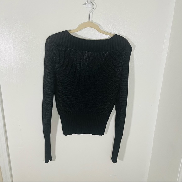 Theory Back Collar Roving Viscose Cropped Sweater Black Knit Beach Casual - Picture 6 of 8